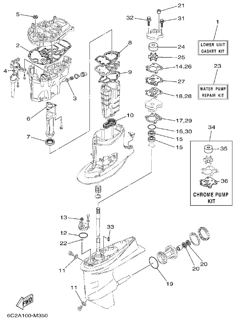 Yamaha FT50JET, FT60GET REPAIR KIT 2 parts diagram